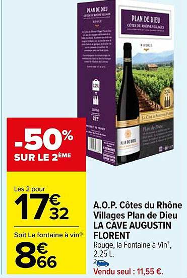 a.o.p. côtes du rhône villages plan de dieu la cave augustin florent
