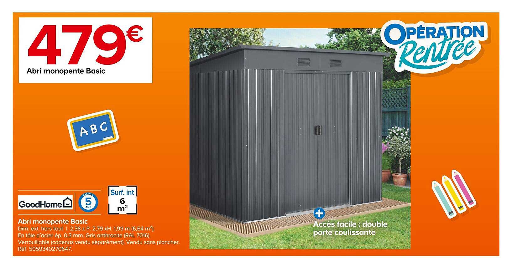 abri monopente basic goodhome