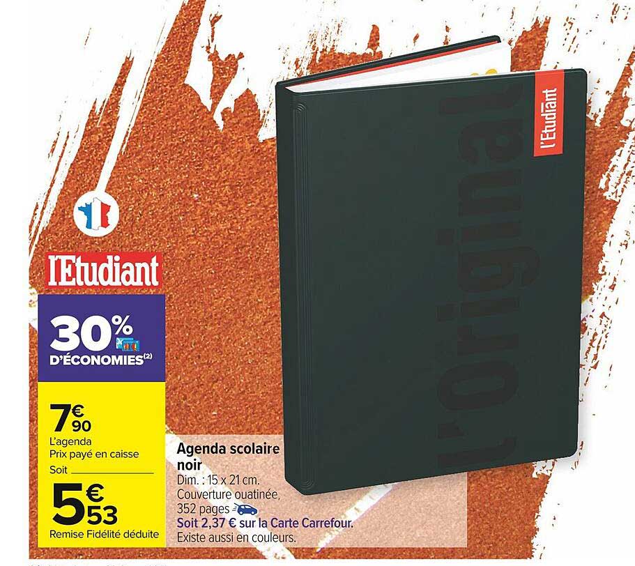 Agenda Scolaire Noir L'étudiant