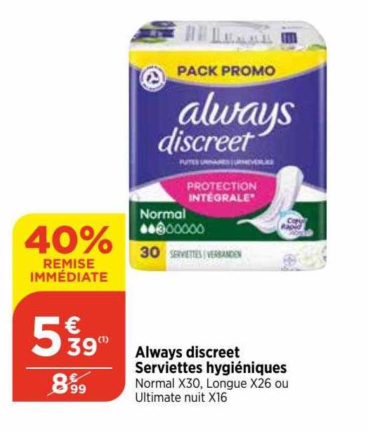 always discreet serviettes hygiéniques