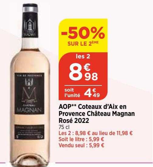 aop côteaux d'aix en provence château magnan rosé 2022