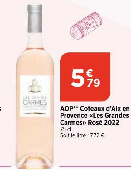 aop côteaux d'aix en provence «les grandes carmes» rosé 2022
