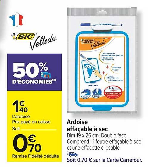 Ardoise Effaçable à Sec Bic Velleda