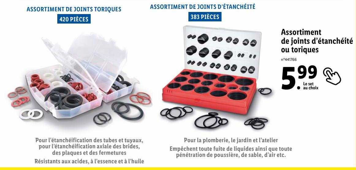 assortiment de joints d'étanchéité ou toriques