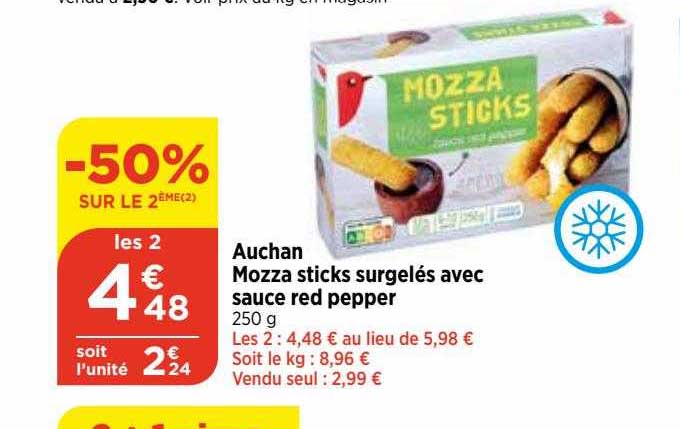 auchan mozza sticks surgelés avec sauce red pepper