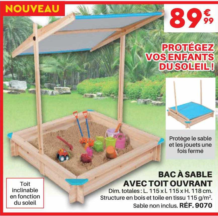 bac à sable avec toit ouvrant