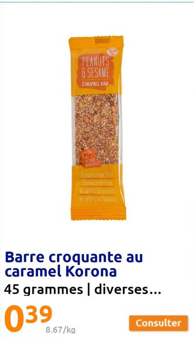 barre croquante au caramel korona