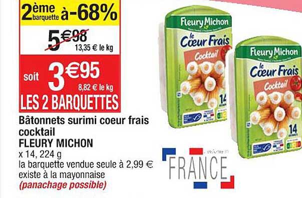 bâtonnets surimi cœur frais cocktail fleury michon