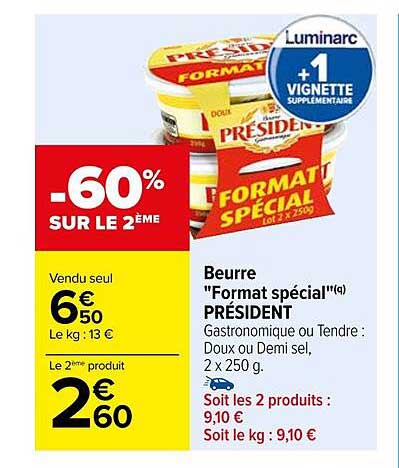 beurre "format spécial" président