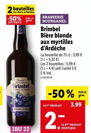 brimbel bière blonde aux myrtilles d'ardèche