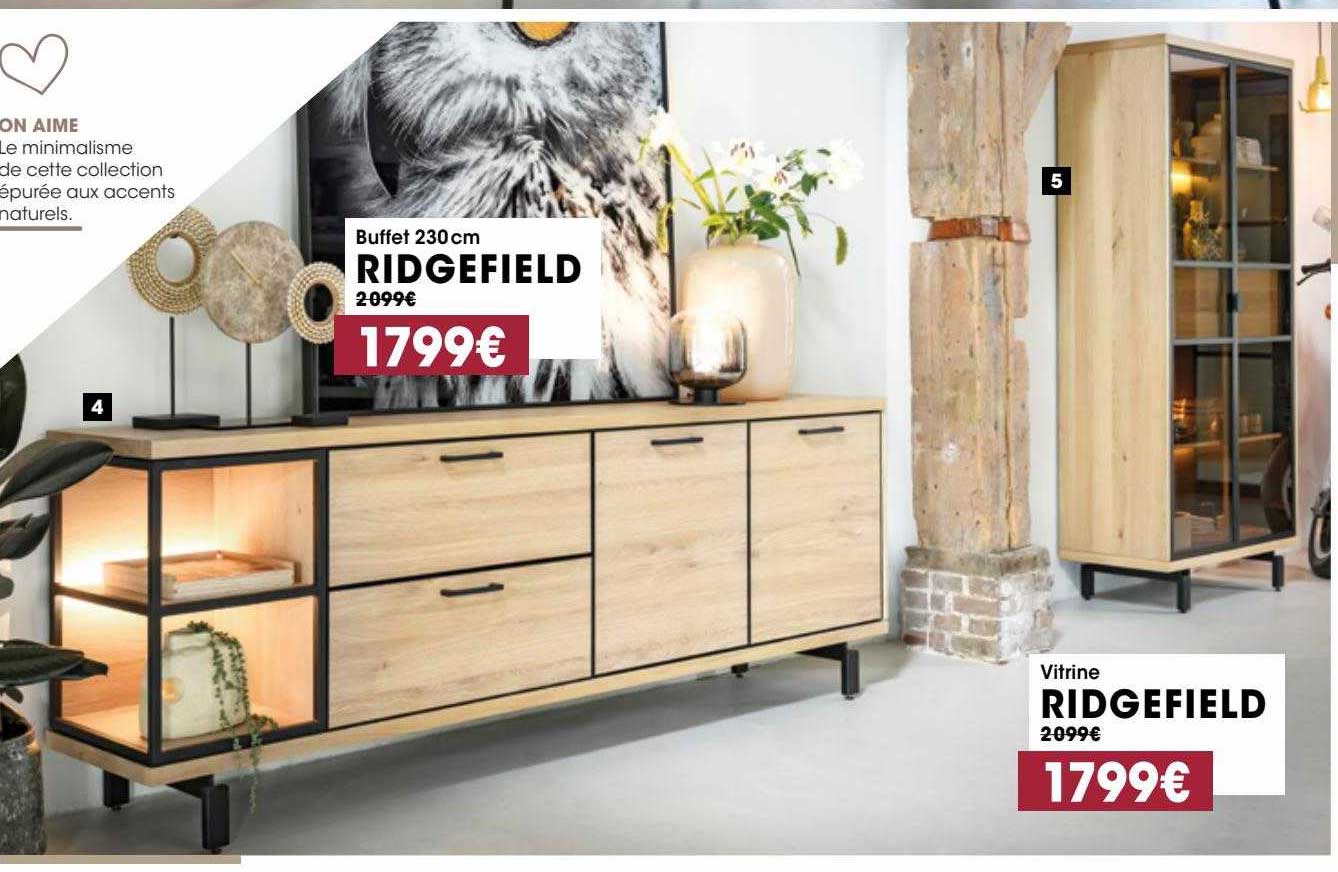 buffet 230 cm ridgefield, vitrine ridgefield