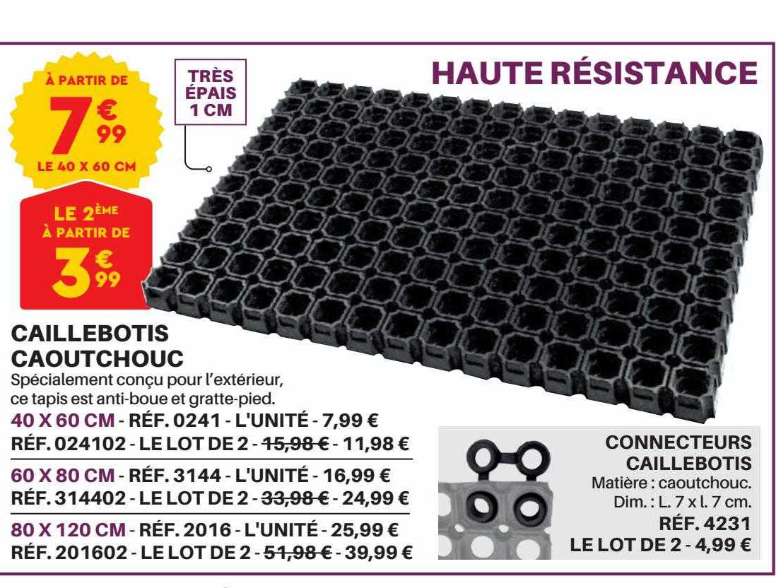 caillebotis caoutchouc, connecteurs caillebotis