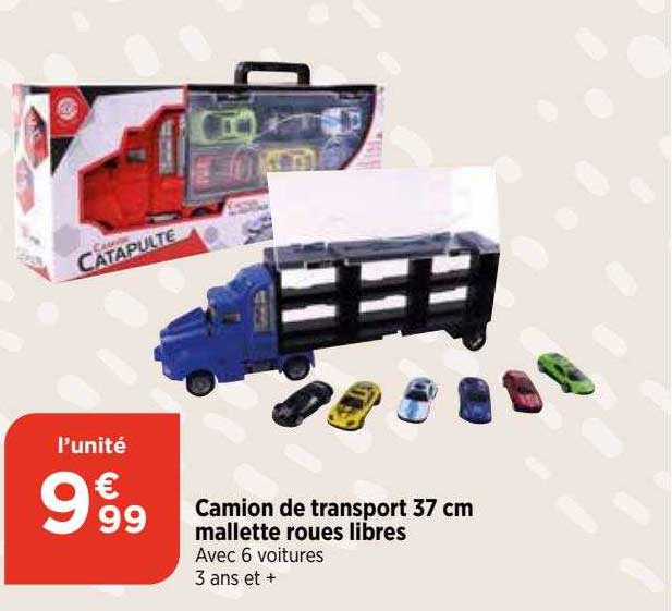camion de transport 37 cm mallette roues libres