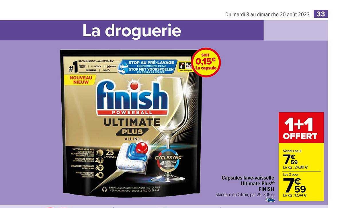 capsules lave-vaisselle ultimate plus finish
