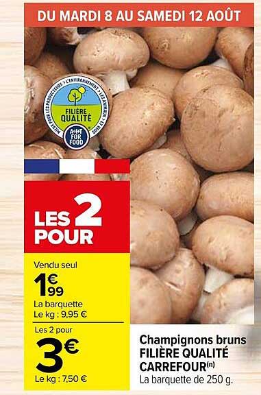 champignons bruns filière qualité carrefour