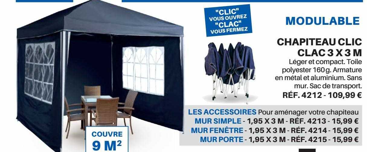 chapiteau clic clac 3 x 3 m
