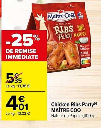 chicken ribs party maître coq