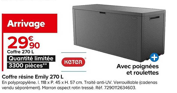 coffre résine emily 270l keter