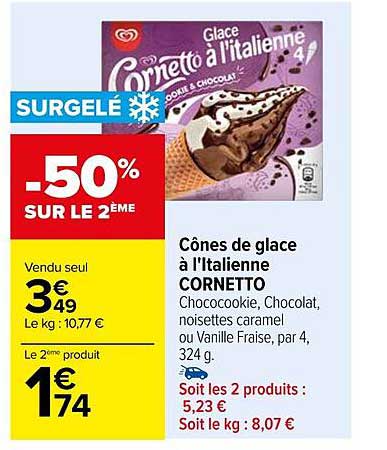 cônes de glace à l'italienne cornetto