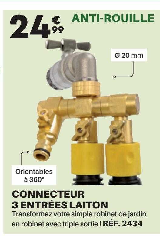 connecteur 3 entrées laiton