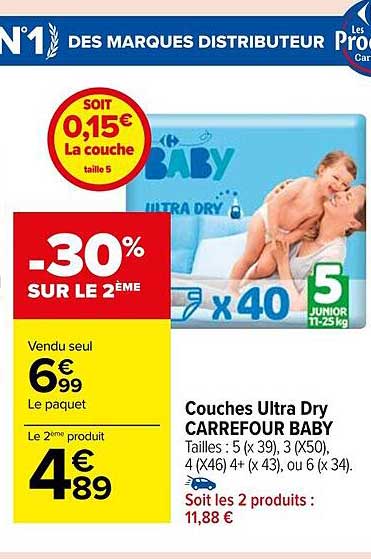 Couches Ultra Dry Carrefour Baby