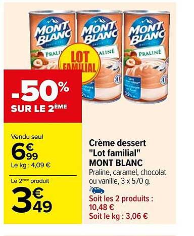 Crème Dessert "lot Familial" Mont Blanc