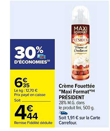 crème fouettée "maxi format" président