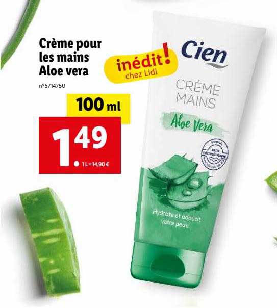 Promo Crme Pour Les Mains Aloe Vera Cien chez Lidl - iCatalogue.fr