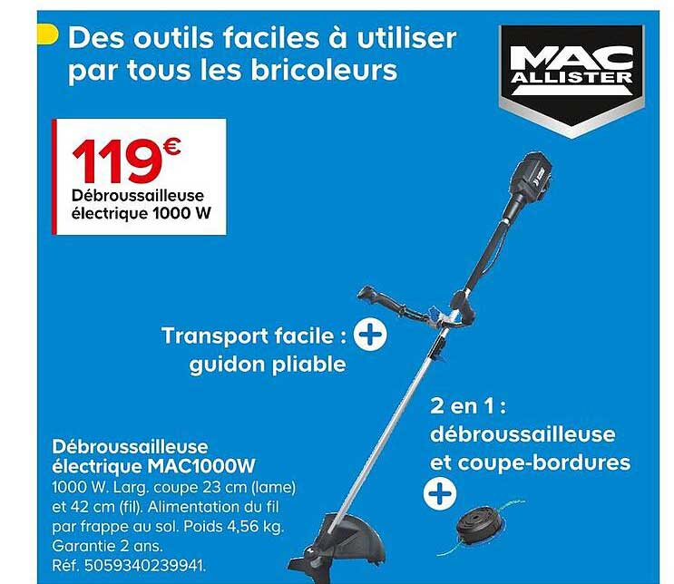 débroussailleuse électrique mac1000w mac allister