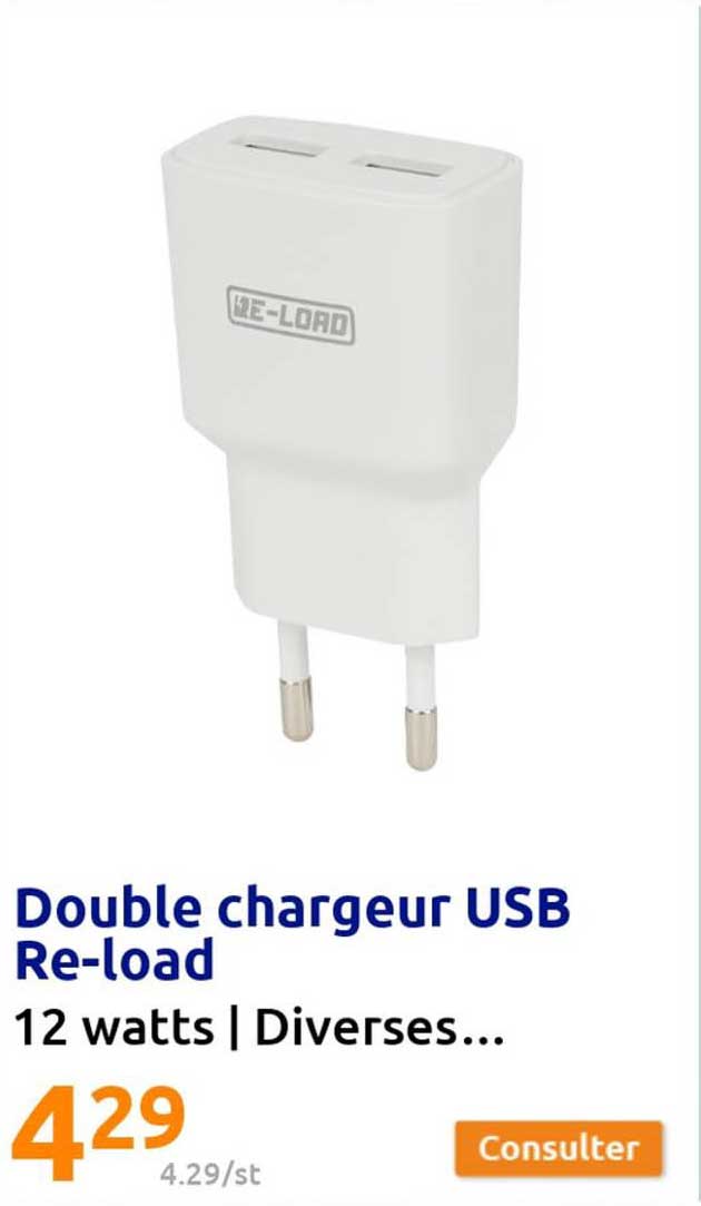 double chargeur usb re-load