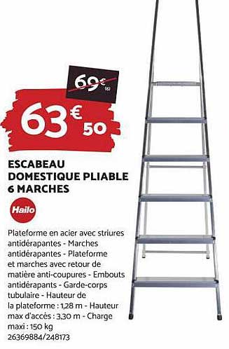 escabeau domestique pliable 6 marches hailo