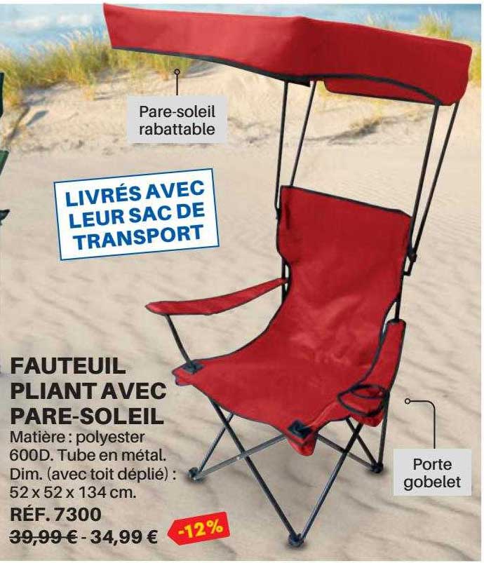 fauteuil pliant avec pare-soleil