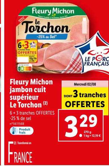 fleury michon jambon cuit supérieur le torchon