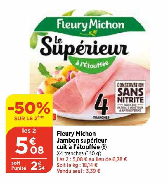 fleury michon jambon supérieur cuit à l'étouffée