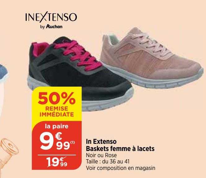 in extenso baskets femme à lacets