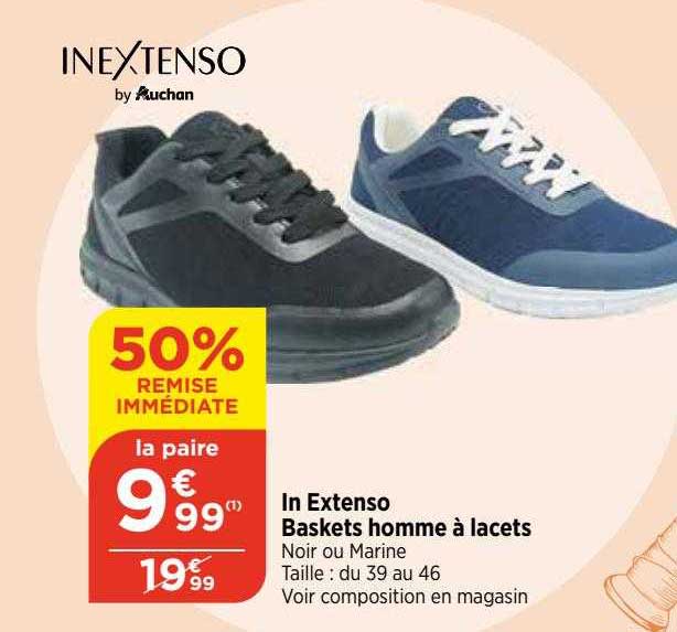 inextenso baskets homme à lacets