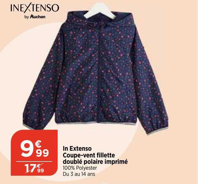 inextenso coupe-vent fillette doublé polaire imprimé