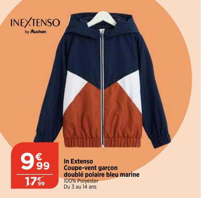 inextenso coupe-vent garçon doublé polaire bleu marine