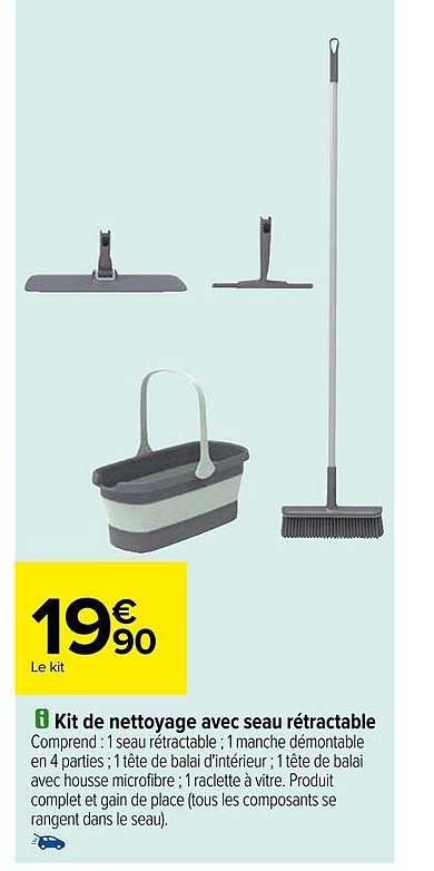 Kit De Nettoyage Avec Seau Rétractable