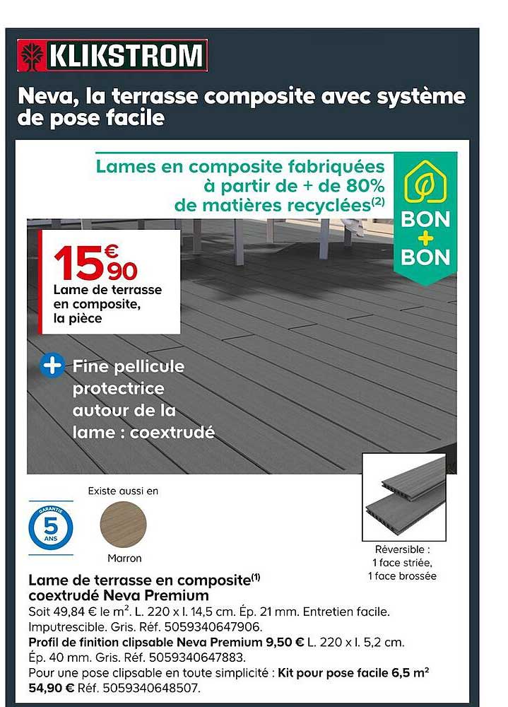 lame de terrasse en composite coextrudé neva premium