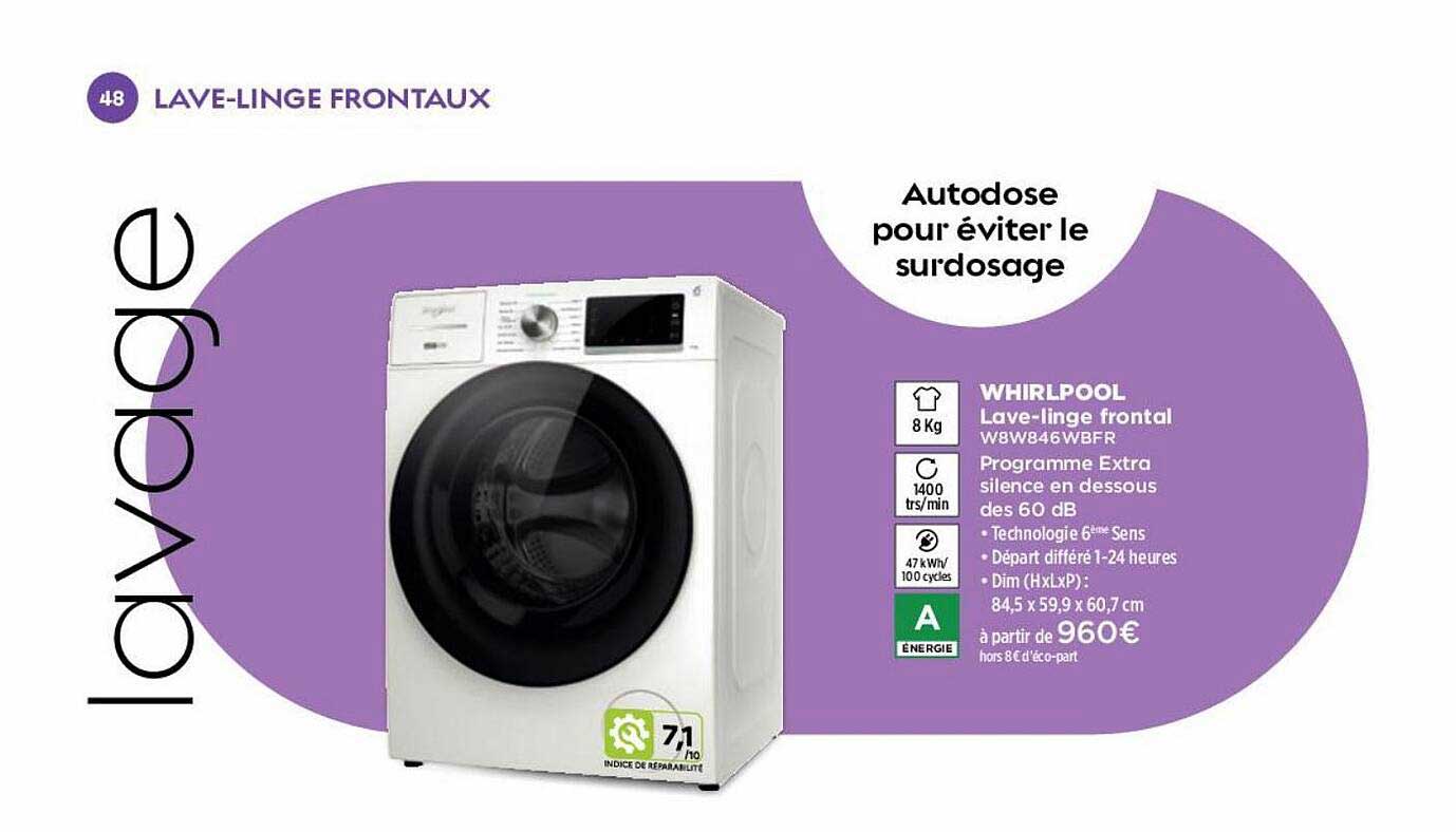 lave-linge frontal whirlpool