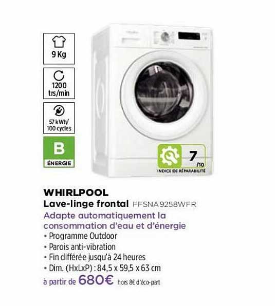 lave-linge frontal whirlpool