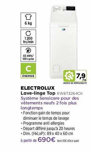 lave-linge top eleectrolux