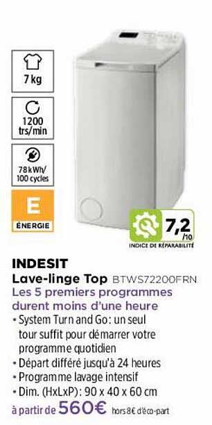 Lave-linge Top Indesit