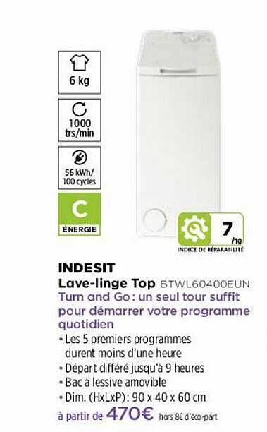 lave-linge top indesit