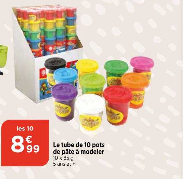 le tube de 10 pots de pâte à modeler