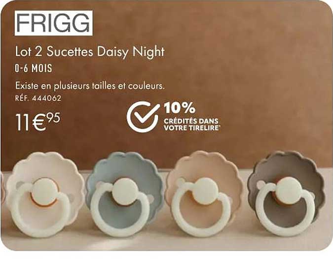 lot 2 sucettes daisy night frigg