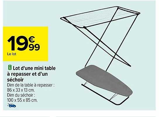 lot d'une mini table à repasser et d'un séchoir