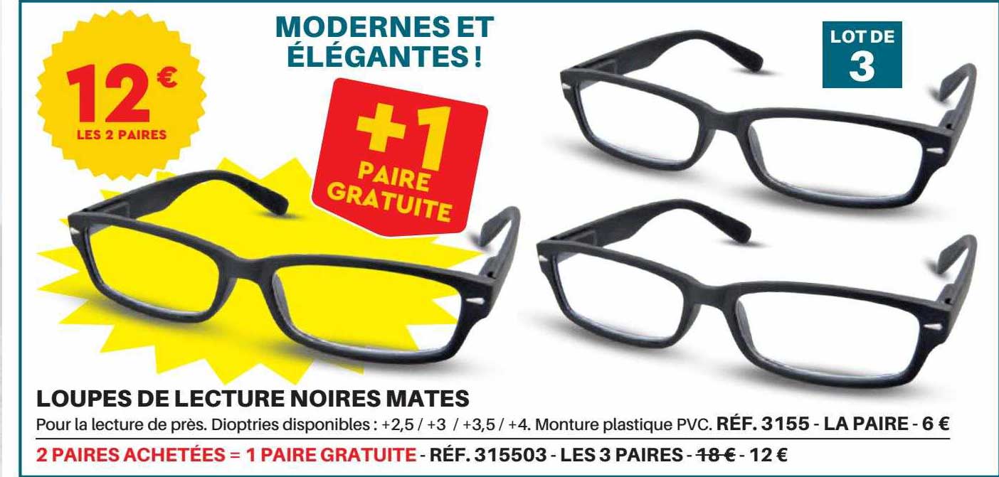 loupes de lecture noires mates