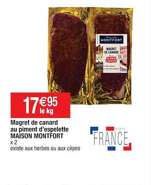 magret de canard au piment d'espelette maison montfort
